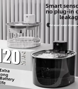 Wireless Cat Water Fountain, Smart Automatic Circulation Pet Water Dispenser Cordless Rechargeable Flowing Water Bowl for Pet