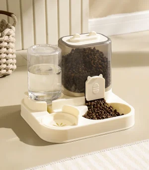2 in 1 Automatic Pet Feeder Water Dispenser Gravity Auto Food Water Bowl Eco-Friendly PP Material Adjustable Portion for cat