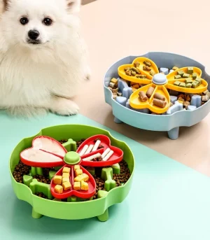 Anti-Choke Slow Feeder Dog Bowl, Non-Slip Interactive Puzzle Feeder for Cats Dogs