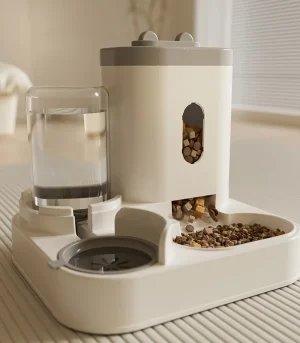 Dual Function Cat Dog Bowl, 2-in-1 Pet Feeder Water Fountain, All-in-one Food Drinking Basin for Indoor Pet Daily Use
