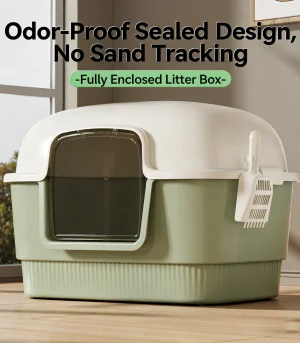 Fully Enclosed Cat Litter Box with Odor Control - Anti-Splash, Anti-Litter Tracking Kitty Litter Box for Cats
