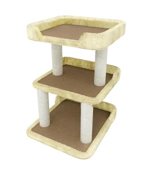 3-Tier Small Space Cat Tree with Transparent Nest, Multi-Level Cat Climbing Frame with Sisal Scratching Posts