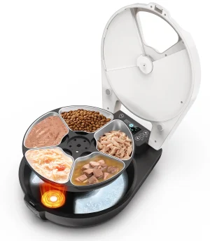 Smart Refrigerated Pet Wet Food Feeder Semiconductor Cooling Heating, 304 Stainless Steel Auto Fresh Dispenser