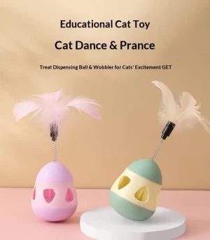 Automatic Roly-poly Cat Toy for Boredom Relief Self-Entertaining Tumbler Teaser Stick with Feather Spinner