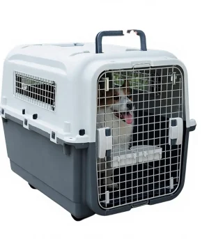 Wheeled Plastic Pet Airline Carrier, Detachable Portable Travel Cage, Large Size Transport Kennel for Small Medium Dog Outdoor