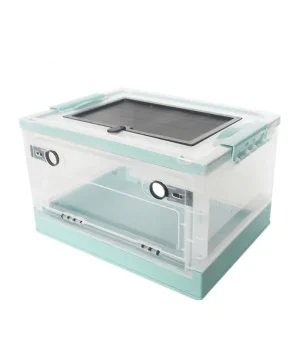 Foldable Transparent Reptile Enclosure, Ventilated Hedgehog Breeding Box with Wheels for Hamster Hedgehog