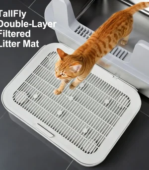 Extra Large Double Layer Cat Litter Mat - Anti-Tracking Litter Trapper with Filtered Control Pad for Pet Toilet