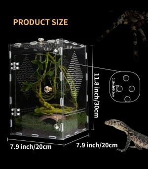Clear Acrylic Reptile Enclosure Desktop Display Storage Box for Gecko Lizard Spider Insect Pet Snake