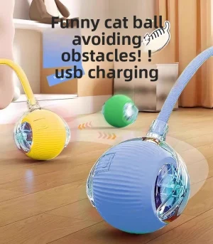 Smart Automatic Cat Toy Ball Electric Self-entertainment Teaser Wand Interactive Moving Dog Cat Ball for Indoor Boredom Relief