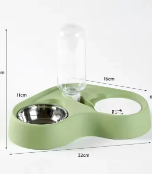 New 2-In-1 Pet Automatic Feeder Water Dispenser for Cats Dogs Detachable Bowl Drinking Fountain Stainless Steel