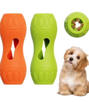 Durable Rubber Squeaky Chew Toys Puppies Teeth Cleaning Interactive Dog Bone Treat Dispenser IQ Training