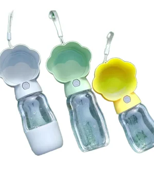 New Portable Waterproof 2 in 1 Outdoor Dog Water Bottle with Food Container Plastic Pet Products
