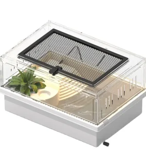 Turtle tank Starter Kit with Bask Platform Bottom Drain Multi-Function Area for Small Reptiles Reptile Enclosure
