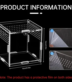 Professional Transparent Acrylic Reptile Cage Breeding Container for Small Reptiles Amphibians Spider Home Decor Ornament Box