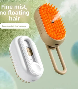 3-in-1 Electric Pet Spray Comb, One-Key Steam Grooming Brush for Cats Dogs, Foldable Anti-Flying Hair Removal Comb