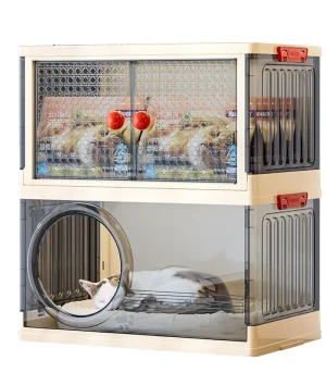 Household Foldable Plastic Cat House, Multi-layer Stackable Cats Cage, Large Capacity Storage for Pet Toys Snacks