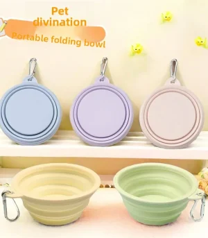 Pet Folding Bowl Portable Dog Cat Food Bowl for Travel and Outdoor Use Food-grade Silicone