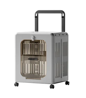 Collapsible Pet Rolling Carrier with Telescopic Handle, Large Space Breathable Cat Travel Box PP Material Airline Pet Crate