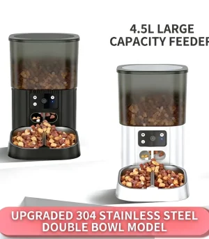 4.5L WiFi Smart Pet Feeder with HD Camera, App Remote Monitoring Automatic Timed Quantitative Food Dispenser for Cats Dogs