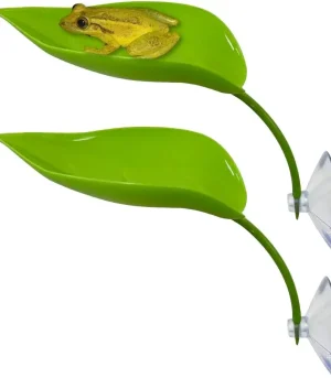 Durable Non-toxic PVC Artificial Reptile Leaves with Suction Cups - Reptile Habitat Climbing Basking Platform for Lizards