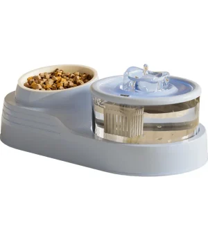 Cat Dog Pet Mobile Silent Large Capacity 2-in-1 Waterproof Charge Solid Automatic Water Dispenser Feeder Bowls
