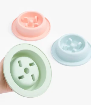 Stylish Portable PP Slow Feeding Anti-Choking Waterproof Cat Dog Food Bowl
