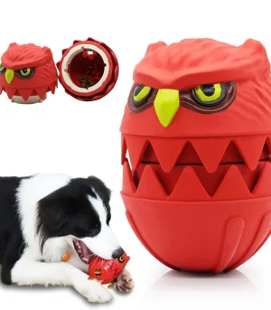 Multi-functional Indestructible Squeaky Rubber Cartoon Cute Dog Chew Toys Interactive Owl Large Capacity Daily Treat Dispensing