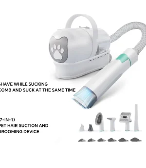 7-in-1 Pet Grooming Vacuum Kit, Dog Cat Hair Clipper Suction Device, All-in-One Grooming Kit