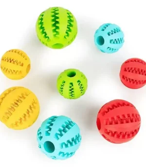 Watermelon Shaped Dog Rubber Ball, Spiky Elastic Pet Chew Toy Teeth Cleaning Slow Feeding Leak Food Ball for Puppy Stress Relief