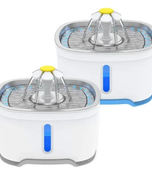2.5L Flower Style Pet Water Fountain, Stainless Steel Automatic Cat Water Dispenser Circulating Purified Drinking Bowl for Cats