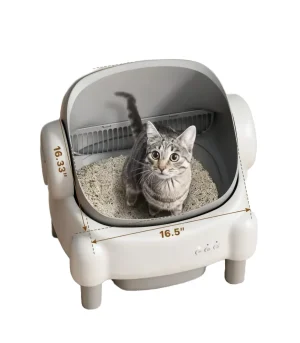 Open Top Low Noise Electric Plastic 65L Self Cleaning Smart Automatic Cat Litter Box with Odor Removal