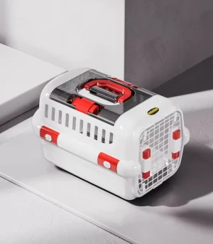 Portable Pet Airline Carrier, Breathable Cat Dog Travel Cage Bag, 4 Sides Ventilation PP Material Pet Transport Box