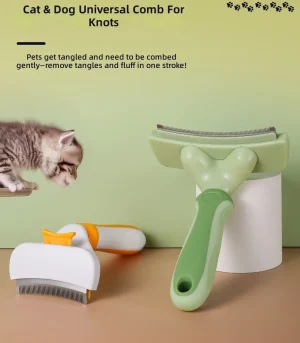 Multifunctional Pet Grooming Deshedding Comb, Dog Cat Open Knot Hair Remover Tool for Thinning Shedding