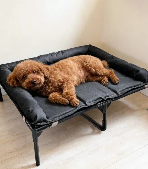 Elevated Pet Cot Bed, Foldable Breathable Dog Bed with Detachable Washable Cover, Moisture Proof Raised Pet Bed for Dogs Cats