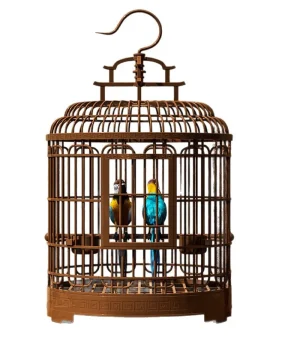Luxury Large Bird Cage Vintage Plastic Portable Carry Bird Cage for Parakeet Lovebirds Detachable Bottom Home Travel Bird Cage