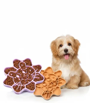 Enrichment Slow Feeder Dog Bowl Interactive Puzzle Feeder for Cats Anti-Gulping Bloat Stop Slow Eating Bowl for Dog cat