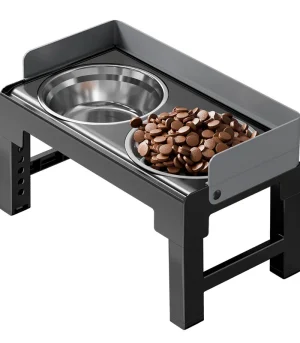 Height Adjustable Elevated Pet Feeding Bowl, Neck Protective Dog Bowl with Anti-Tip Stainless Steel