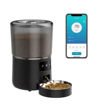 Auto Smart Pet Feeder 4L Wifi App Control Dog Dispenser Plastic Cat Feeder with Water Bottles Automatic Cat Bowl