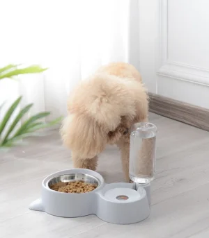 Stainless Steel Pet Bowls, Automatic Water Dispenser Food Feeder Set, Anti-Spill Double Bowl for Cats and Dogs